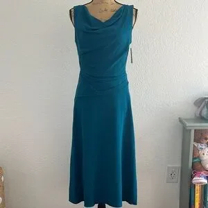 knee length dresses for ladies Sleeveless Cowl Neck Midi Halter Dress | A-Line Dress main image 1